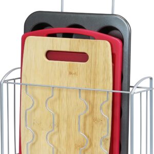 SimpleHouseware Over the Cabinet Door Organizer Holder 12.45"Wx3.55"Dx18.3"H Silver