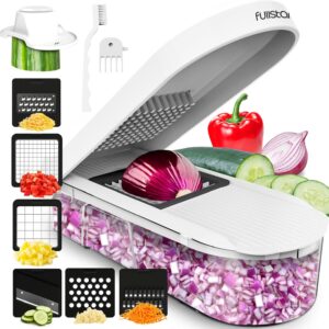Fullstar Vegetable Chopper, Mandoline Slicer - Cheese Grater, Food Chopper with Container, Kitchen Gadgets, Home Essentials (6-in-1, Full White)