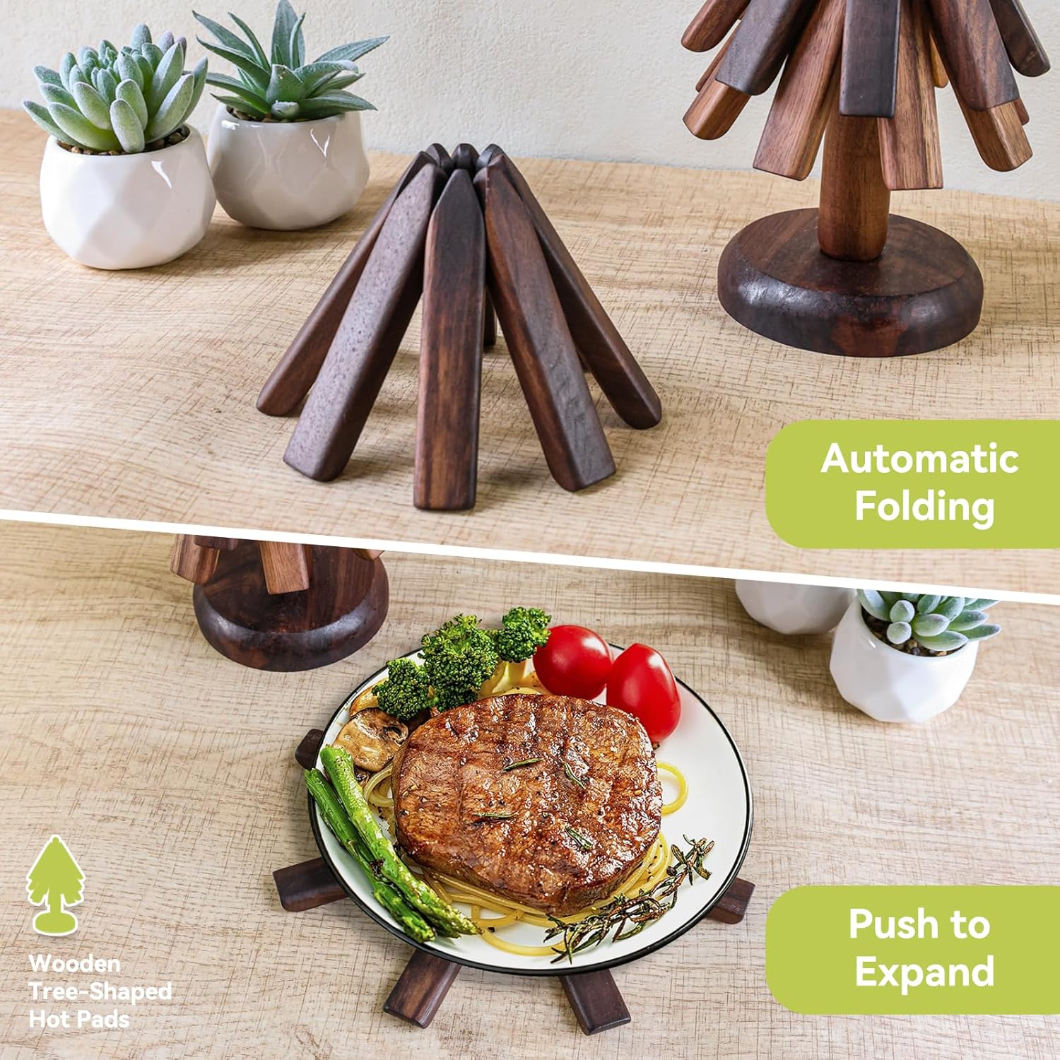 Black Walnut Wood Table Mat Set,Wood Coasters, Creative Small Tree Coaster, Wooden Trivets for Hot Dishes,Unique Kitchen Gadgets, Home Desktop Decorations (Black Walnut) - Image 5